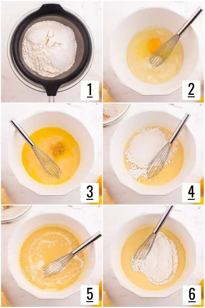 Recipe steps to make lemon olive oil cake.